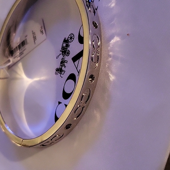 Coach Jewelry - COACH Silver Kissing C Rhinestone Hinge Bangle NEW Designer Chic Classy Trend